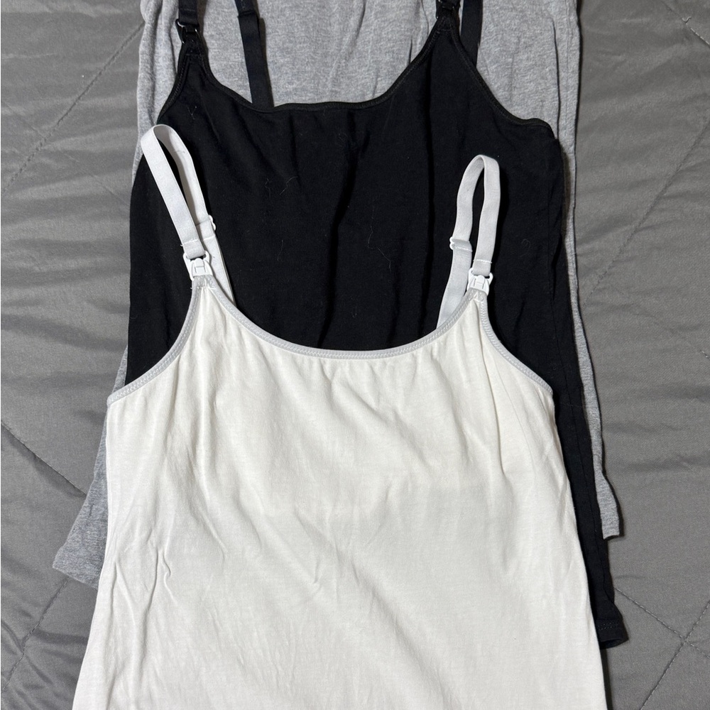 Auden & Secret Treasures Women's Black, Gray, & White Nursing Maternity Tank Set